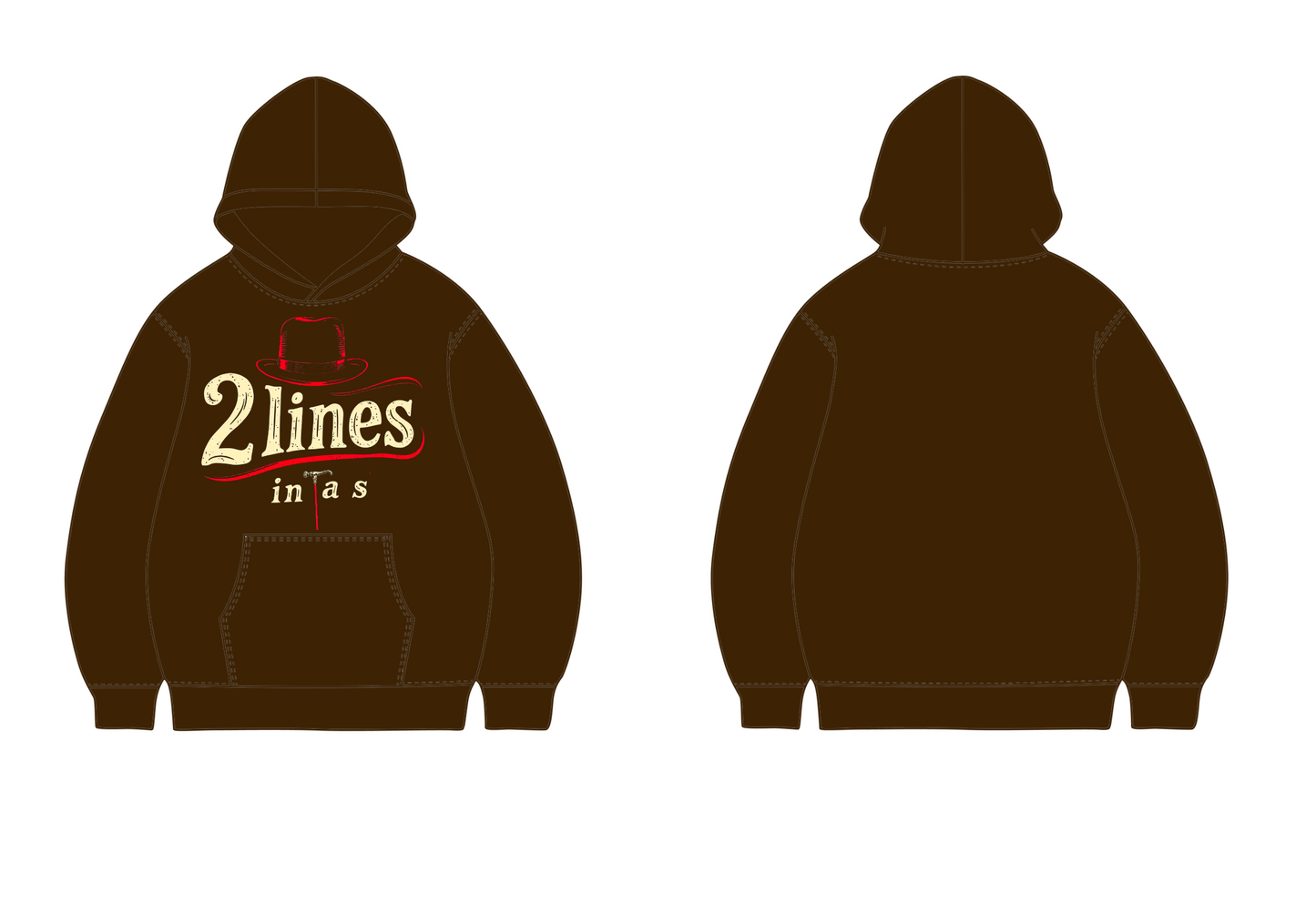 All black TwoLinesInAS graphic hoodie