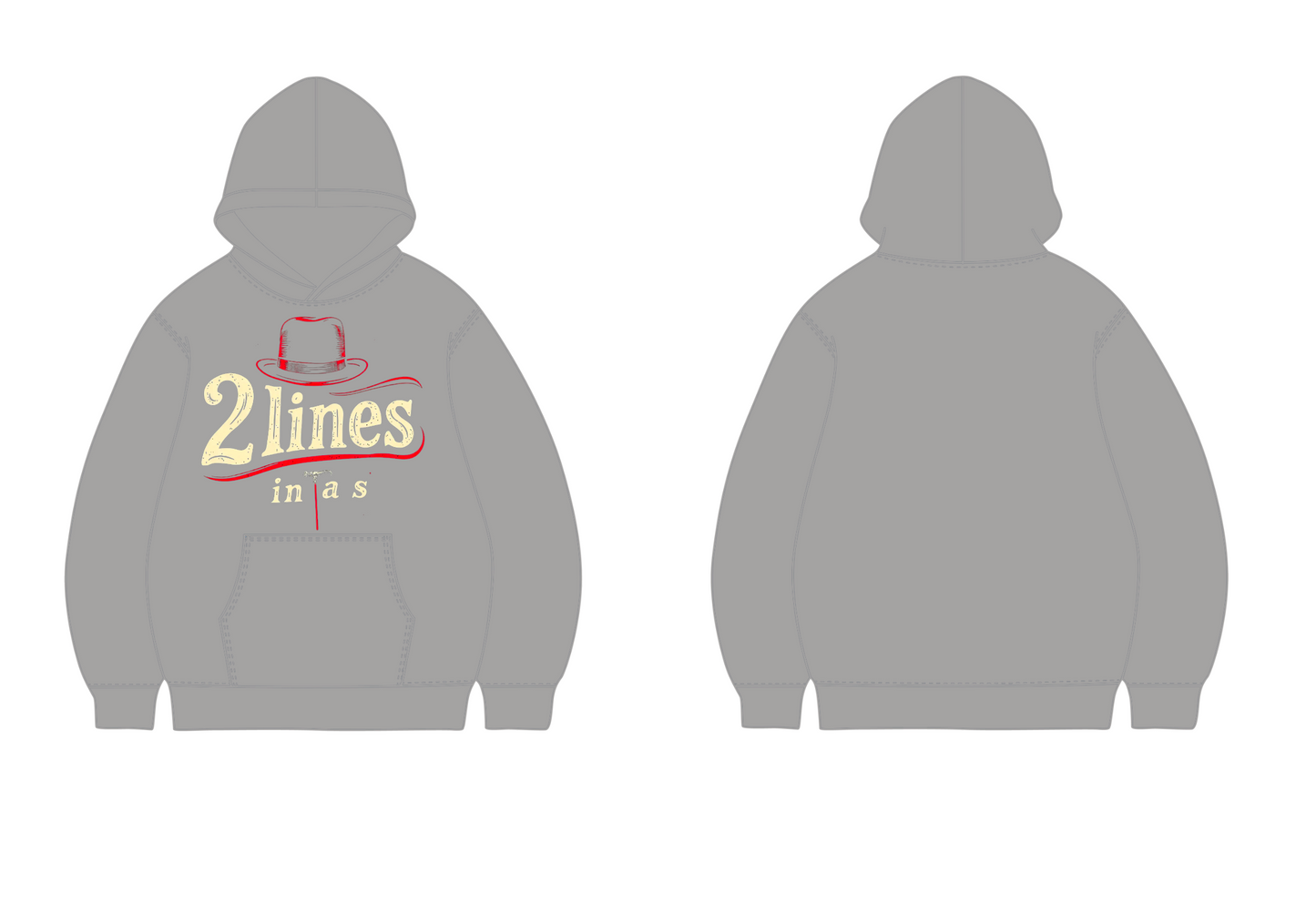 All black TwoLinesInAS graphic hoodie